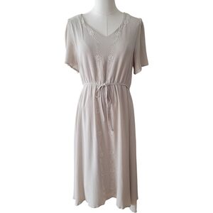 Hayden Beige Embroidered Peasant Midi‎ Dress Size Large